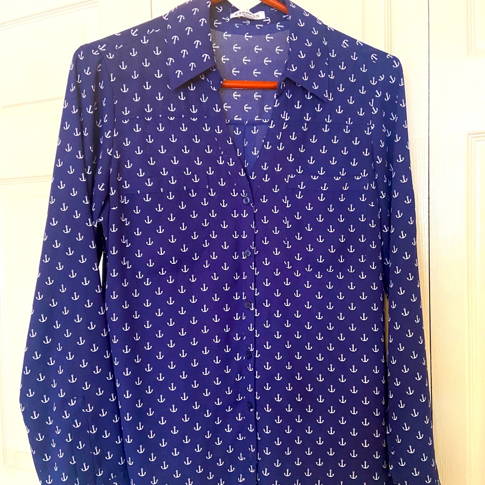 Express Portofino Anchor Print Button Down